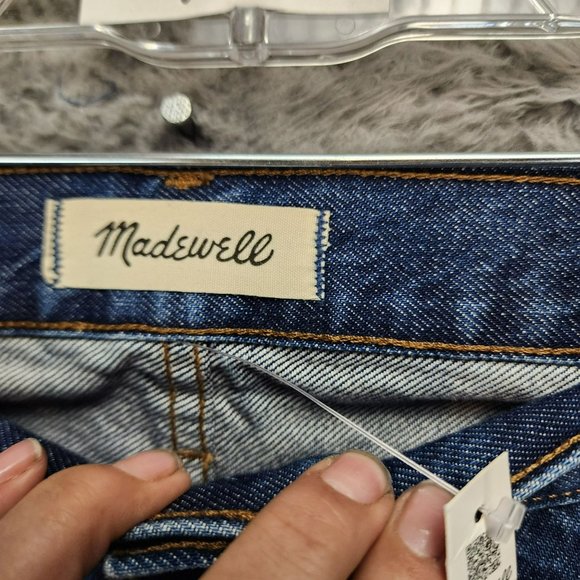 Madewell Jeans Womens 33 Petite Cotton Hi Rise Button Fly Low Slung Straight NWT - Picture 4 of 16